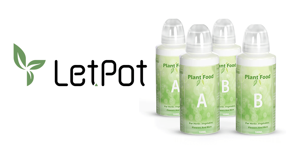 Four bottles of hydroponic plant food nutrient solution labeled A and B for indoor gardening.