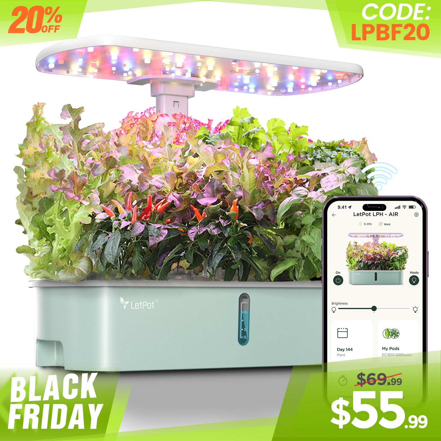 LetPot Air 10 Pods Hydroponic Gardening System