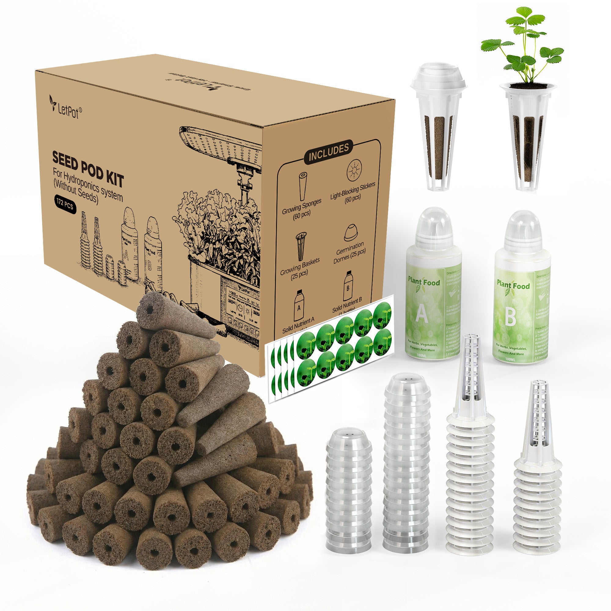 172Pcs-Hydroponics-Growing-System-Replacement-Seed-Pod-Kits-LetPot's-garden