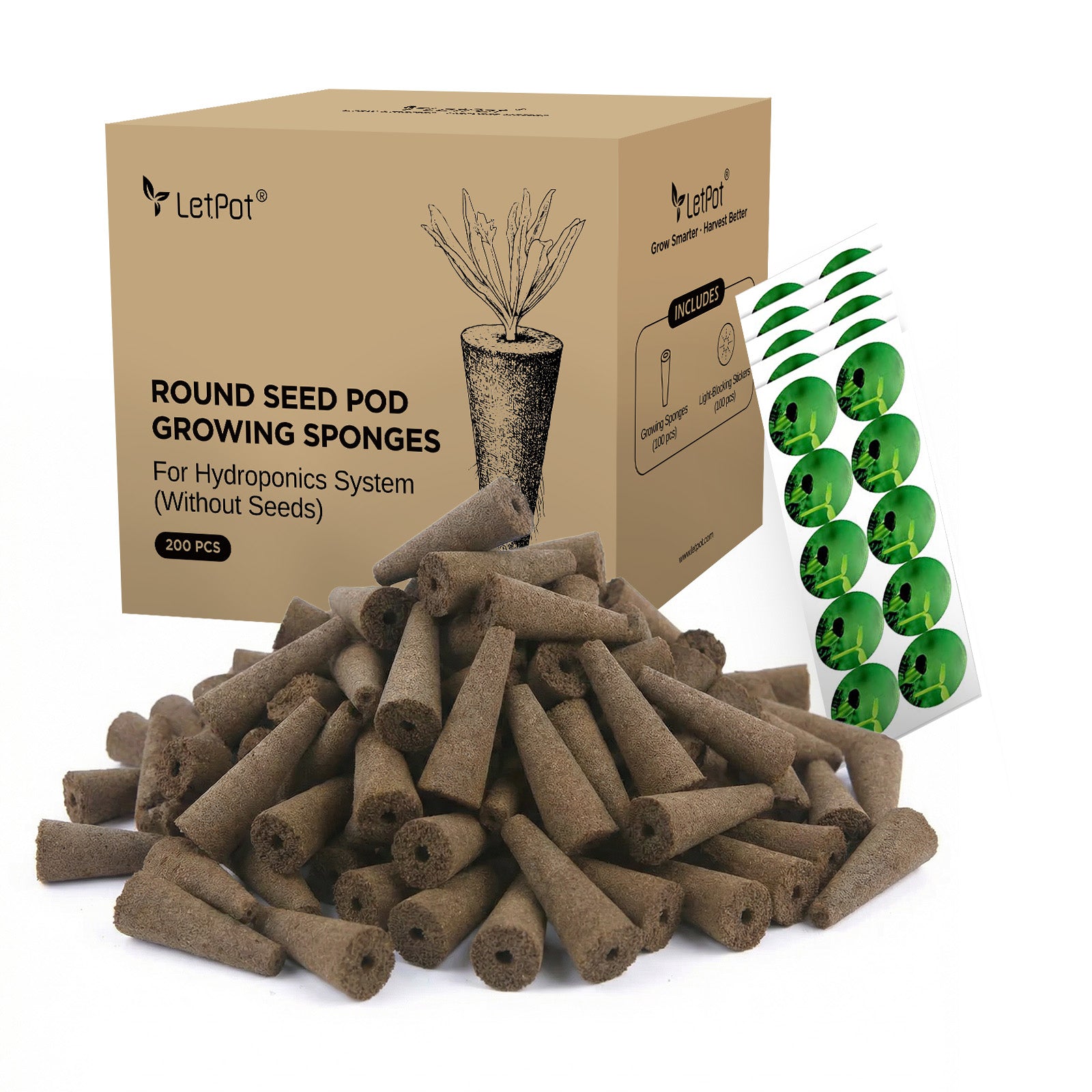 hydroponic garden seed pods 200 Pcs Hydroponics System Replacement Grow Sponges (Suitable for Max/Senior/Lite/Air)