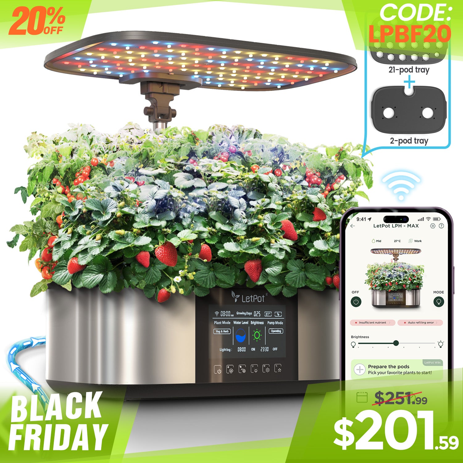 LetPot Max Hydroponics Growing System 21-Pod and 2-Pod