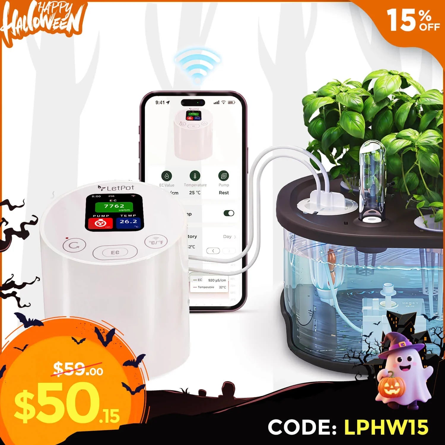 Smart Temperature & EC Meter for Hydroponic Indoor Garden