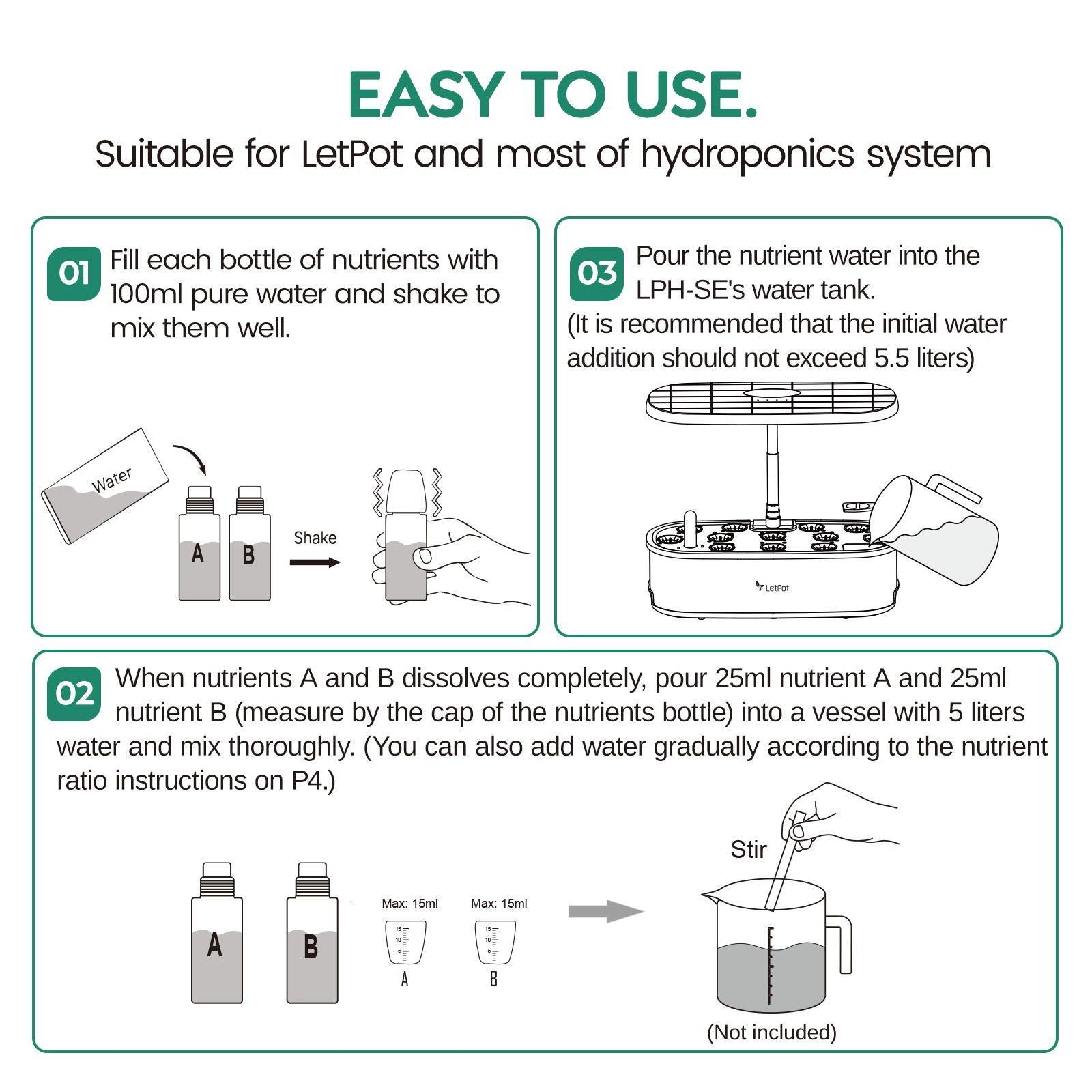 Hydroponics Nutrients Liquid Plant Food - LetPot's garden