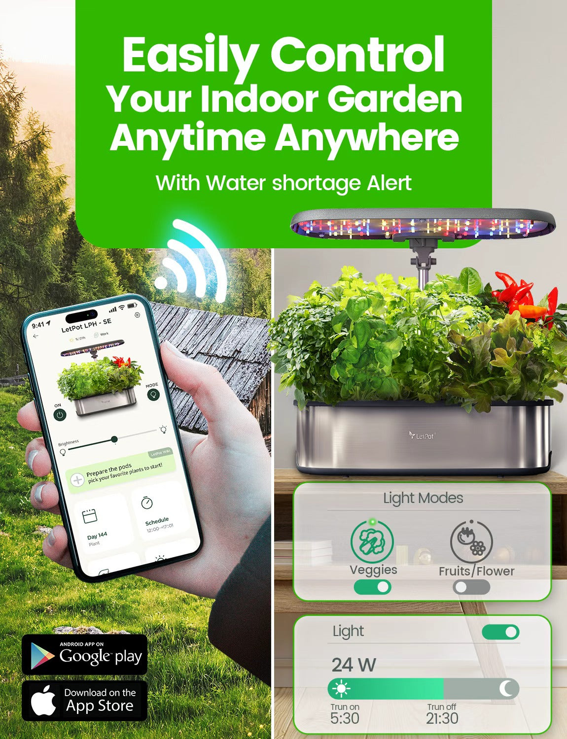 LetPot Senior Hydroponics easily control your indoor garden anytime anywhere