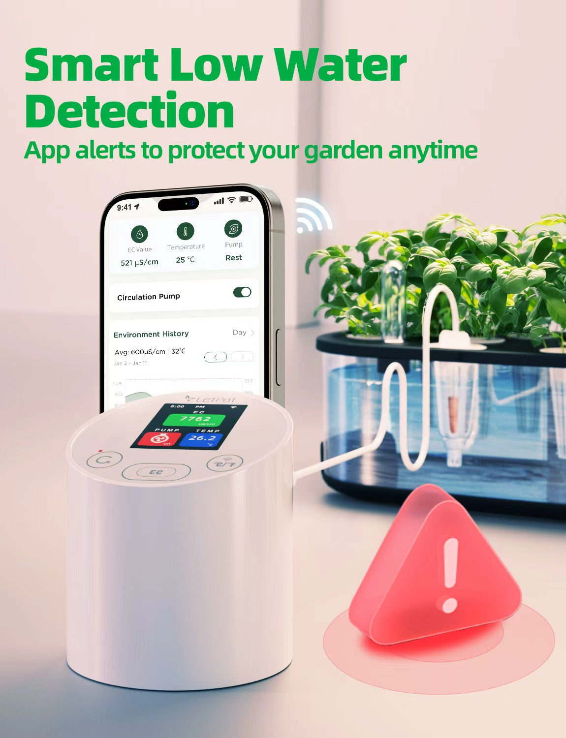 Smart Temperature & EC Meter for Hydroponic Indoor Garden