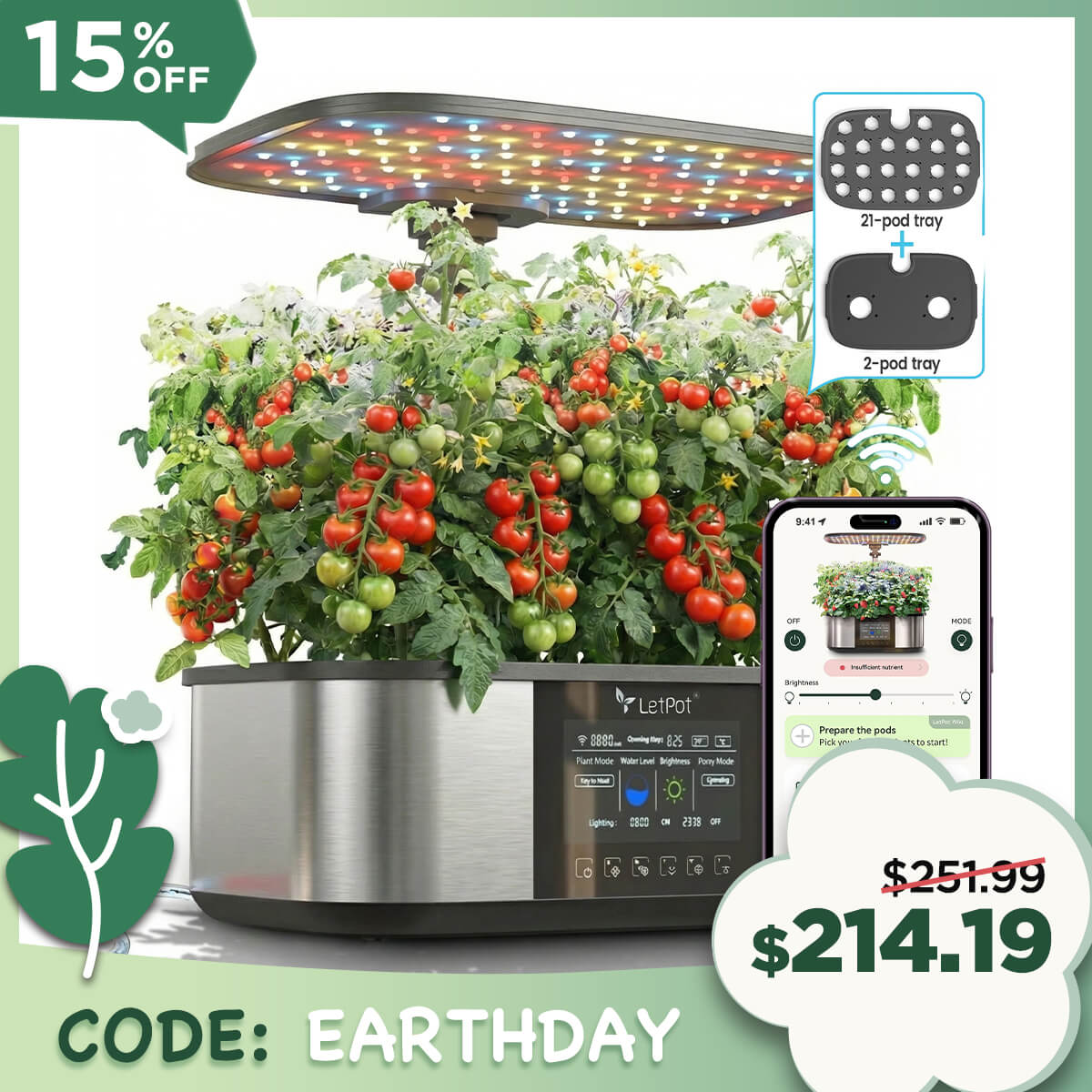 LetPot Max Hydroponics Growing System 21-Pod and 2-Pod