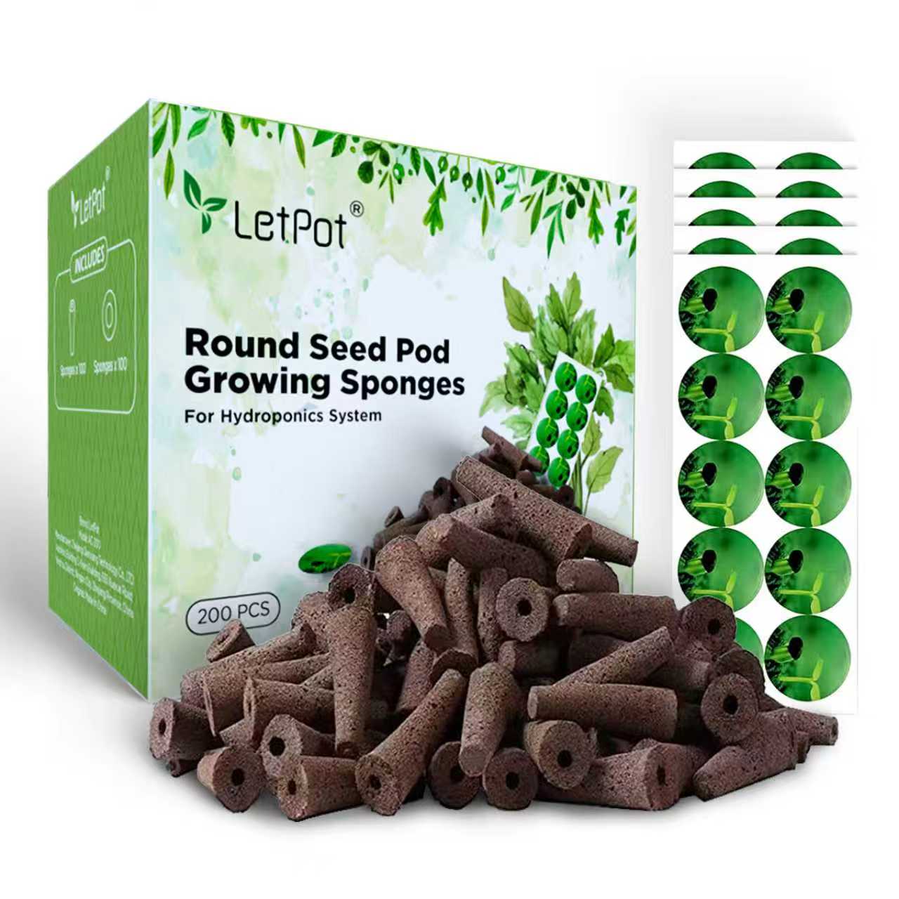 200 Pcs Hydroponics System Replacement Grow Sponges (Suitable for Max/Pro/Senior/Air)