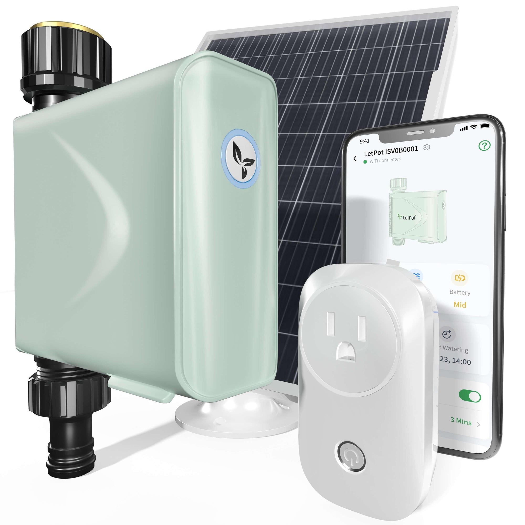 LetPot Smart Hose Timer with WiFi Hub, Solar Powered Garden Watering ...