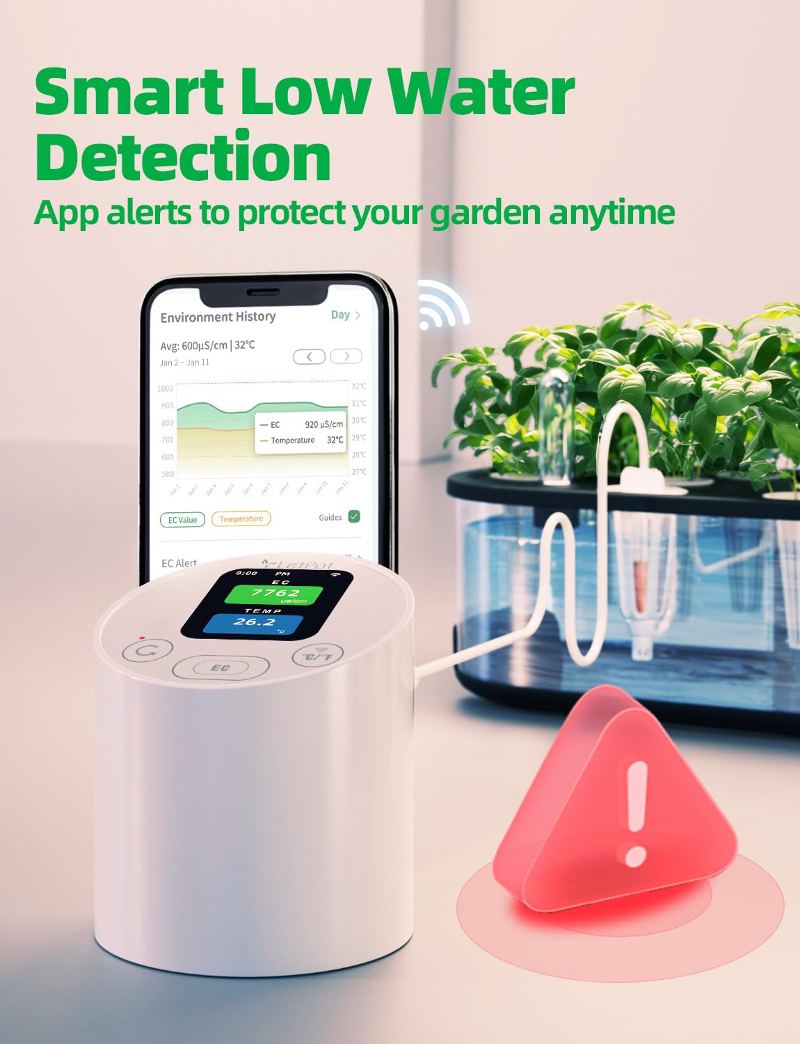 Smart Temperature & EC Meter for Hydroponic Indoor Garden